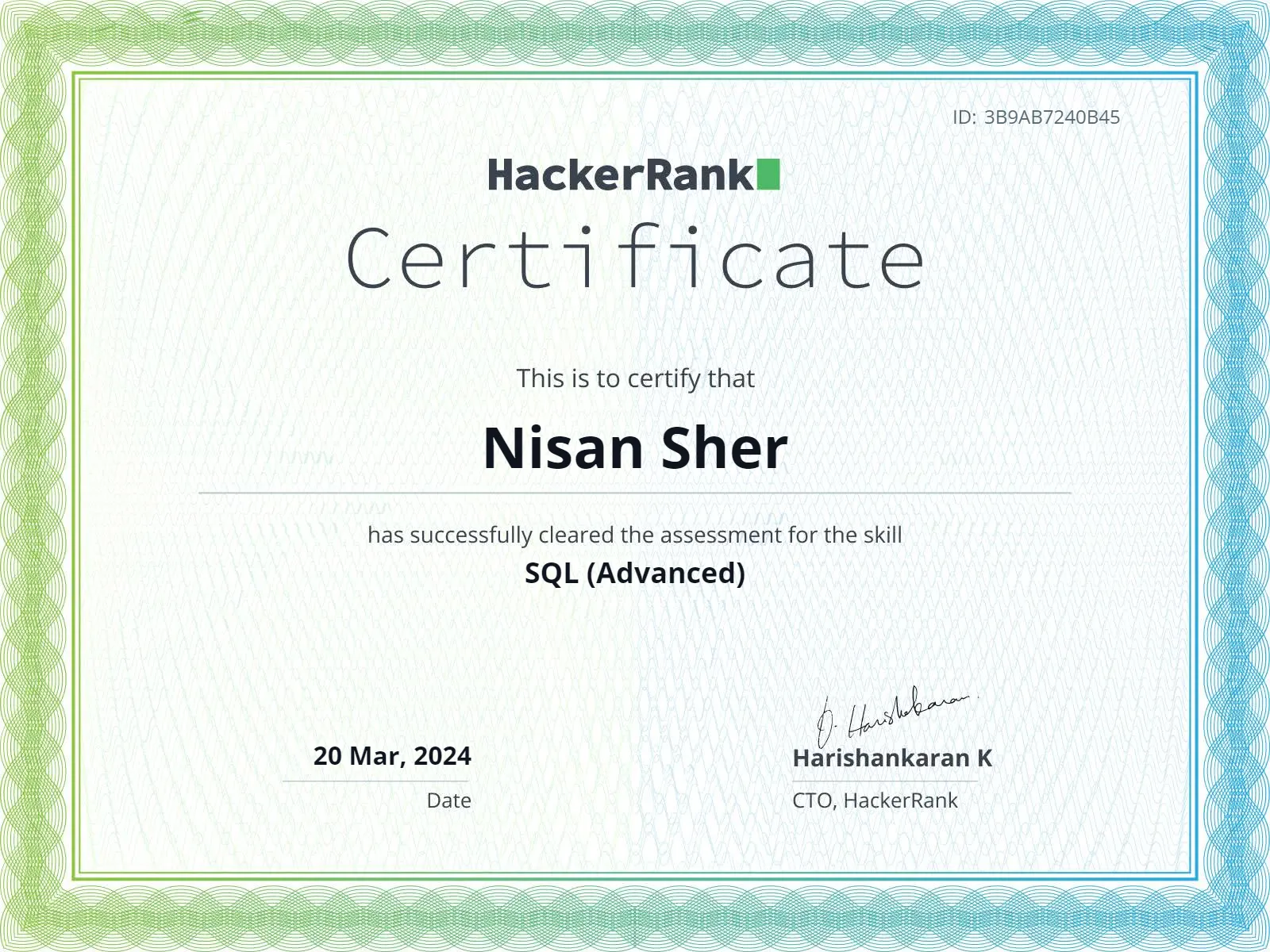 HackerRank SQL Advanced Certificate
